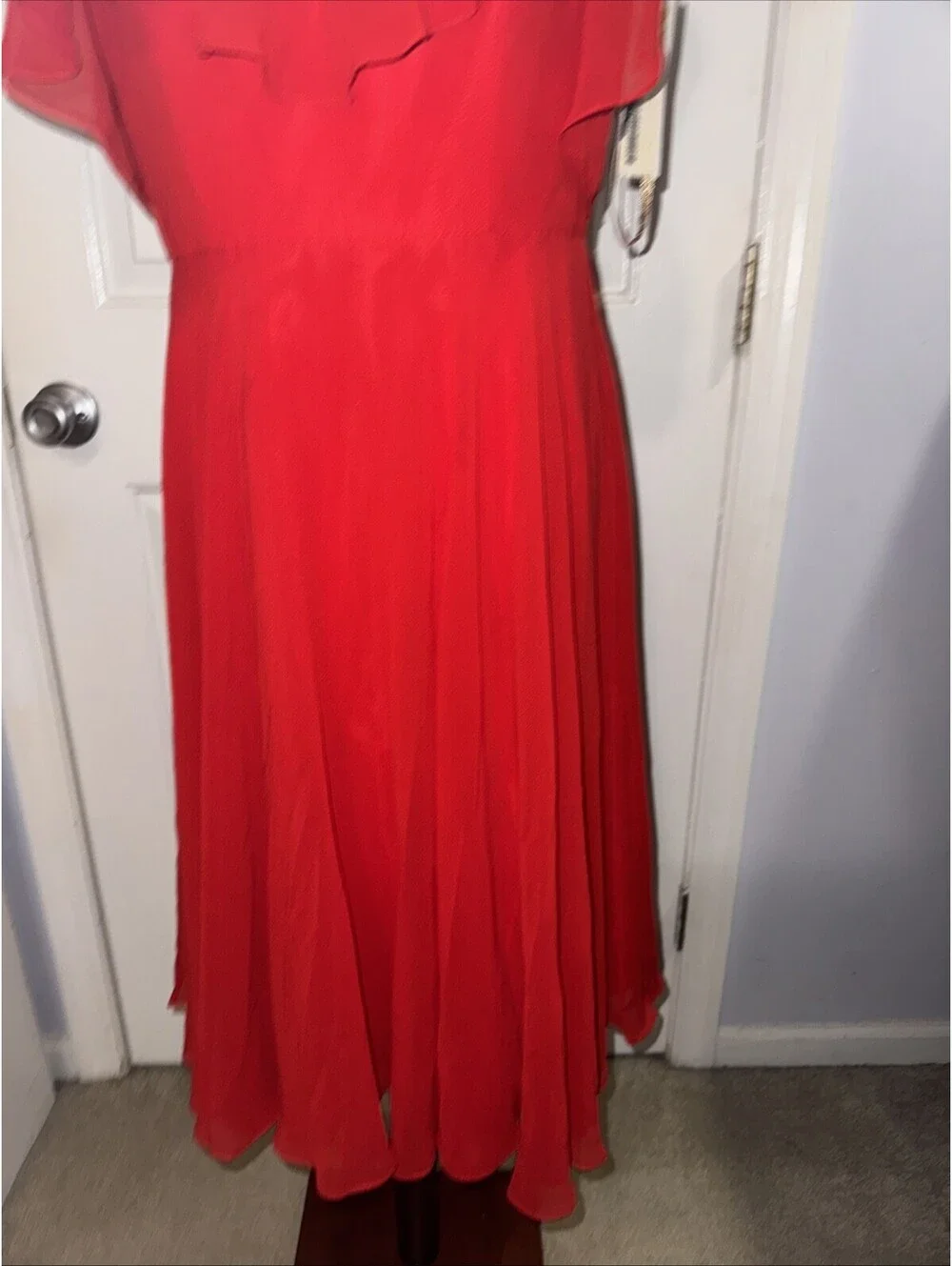 Jenny Yoo Kelli Dress Size 10 Red Lipstick Luxe Chiffon NWT